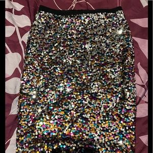 Knee length sequin skirt